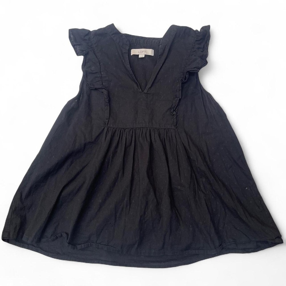 The loft black blouse with ruffles